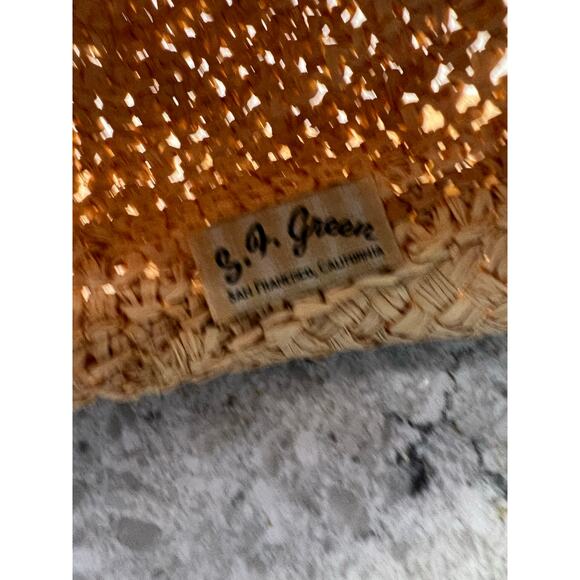 Vintage Straw Summer Sun Hat Tan w Bow Detail JL - Picture 5 of 7